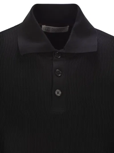 Brunello Cucinelli Men Lightweight Cotton Knit Polo Shirt