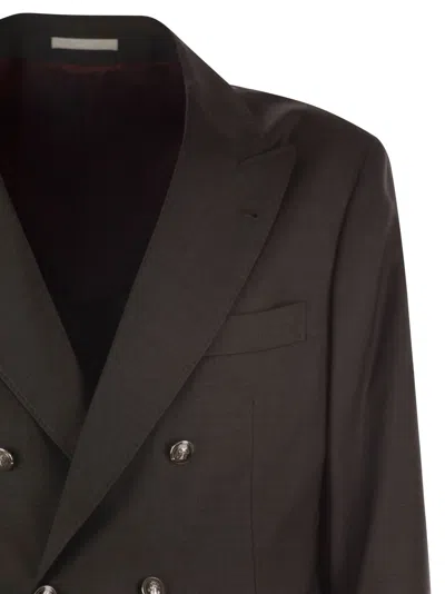 Brunello Cucinelli Men Set With Chest And Half Jacket And Leisure-fit Trousers With Pleats