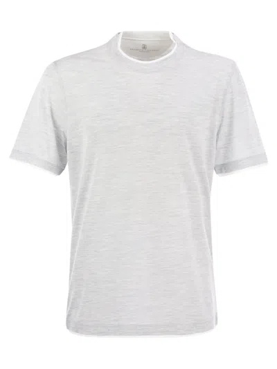 Brunello Cucinelli Men Slim Fit Crew-neck T-shirt In Lightweight Cotton Jersey In Gray
