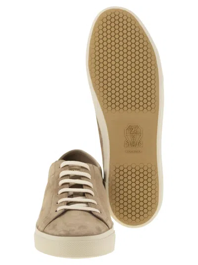 Brunello Cucinelli Suede Sneakers With Contrasting Laces