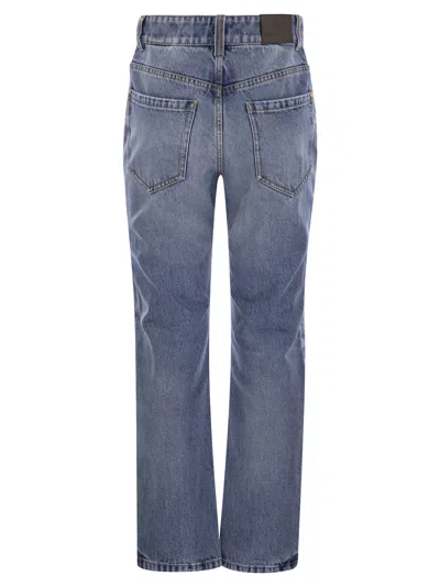 Brunello Cucinelli Authentic Denim Loose Trousers With Shiny Tab