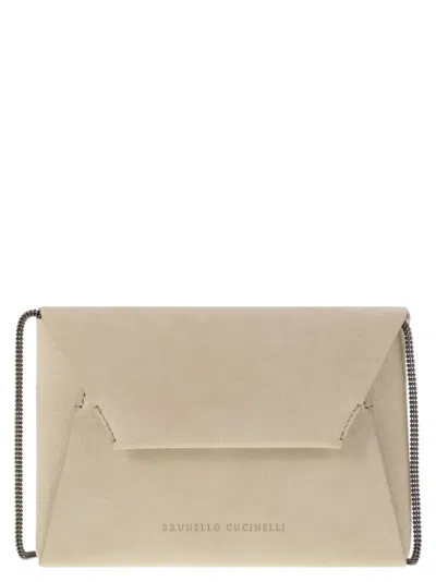 Brunello Cucinelli Women Bc Duo Suede Clutch Bag With Precious Chain