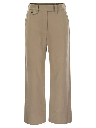 Brunello Cucinelli Chino Crop Trousers In Cotton And Linen Cover-up With Moniline