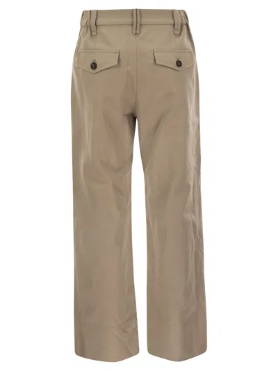 Brunello Cucinelli Chino Crop Trousers In Cotton And Linen Cover-up With Moniline