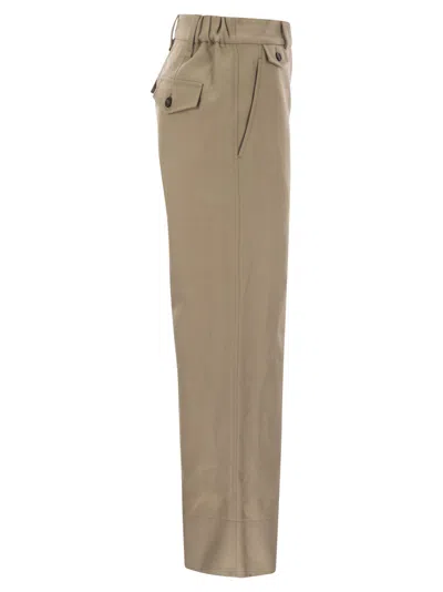 Brunello Cucinelli Chino Crop Trousers In Cotton And Linen Cover-up With Moniline