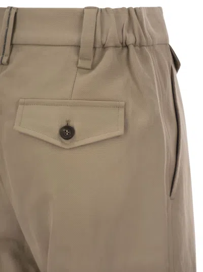Brunello Cucinelli Chino Crop Trousers In Cotton And Linen Cover-up With Moniline