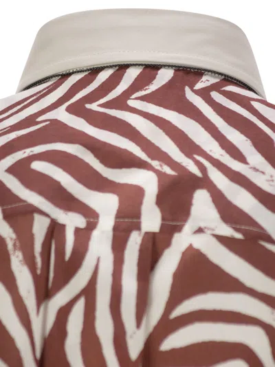 Brunello Cucinelli Cotton And Silk Ethnic Print Poplin Shirt
