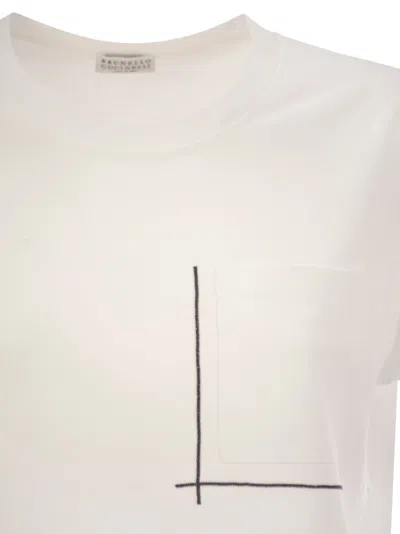 Brunello Cucinelli Cotton Jersey T-shirt With Shiny Pocket Detail