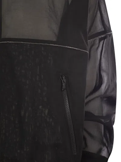 Brunello Cucinelli Black Organza Shiny Trims Bomber Jacket