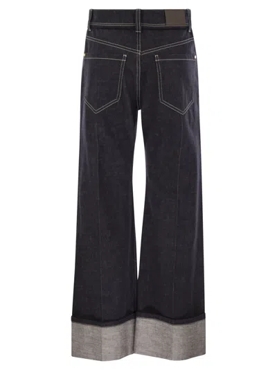 Brunello Cucinelli Women Crop Denim Trousers With Turn-ups