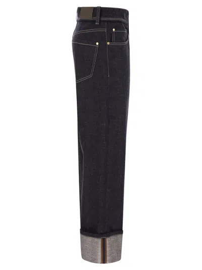 Brunello Cucinelli Women Crop Denim Trousers With Turn-ups