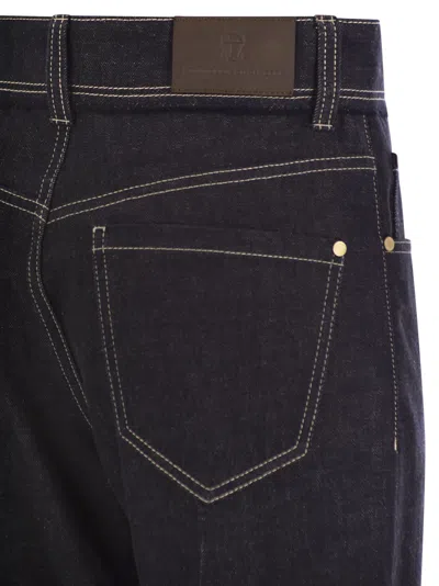 Brunello Cucinelli Women Crop Denim Trousers With Turn-ups