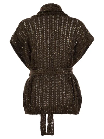 Brunello Cucinelli Women's Dazzling Silk And Linen Perforated Rib Cardigan