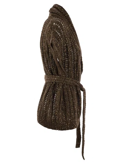 Brunello Cucinelli Women's Dazzling Silk And Linen Perforated Rib Cardigan