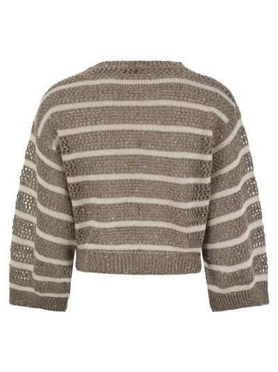 Brunello Cucinelli Dazzling Striped Net Linen Jersey
