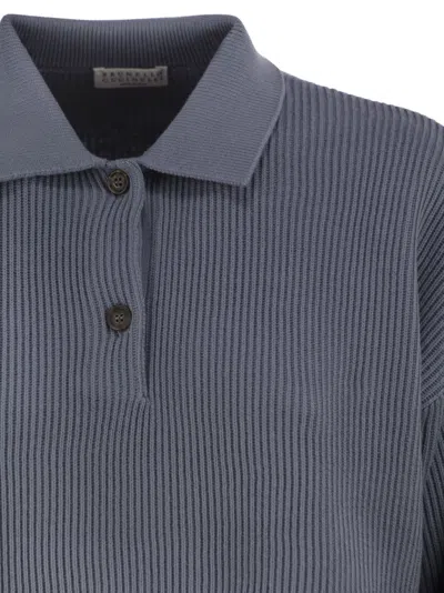 Brunello Cucinelli English Rib Cotton Polo-style Jersey With Jewellery