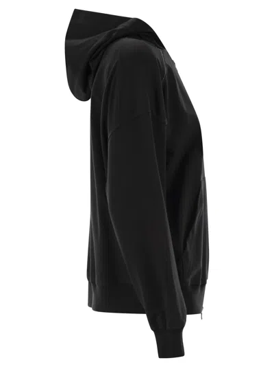 Brunello Cucinelli Lightweight Stretch Cotton Fleece Topwear With Zip, Hood And Shiny Trims