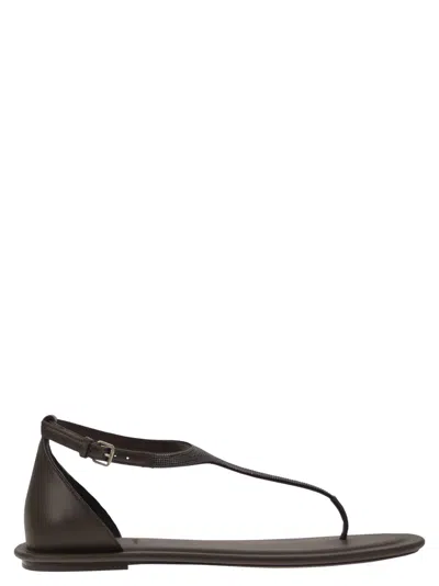 Brunello Cucinelli Women Nappa Leather Sandals With Precious Strap