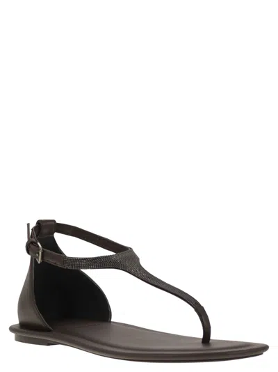 Brunello Cucinelli Women Nappa Leather Sandals With Precious Strap