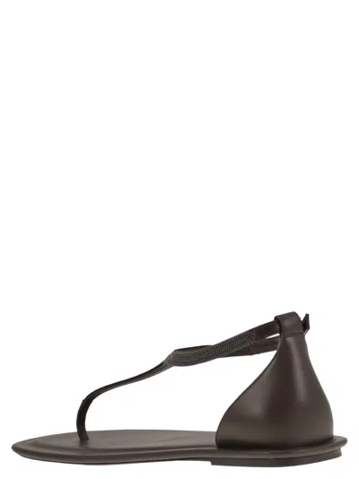 Brunello Cucinelli Women Nappa Leather Sandals With Precious Strap
