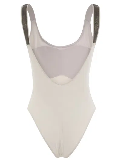 Brunello Cucinelli One-piece Swimming Costume In Techno Jersey With Necklace