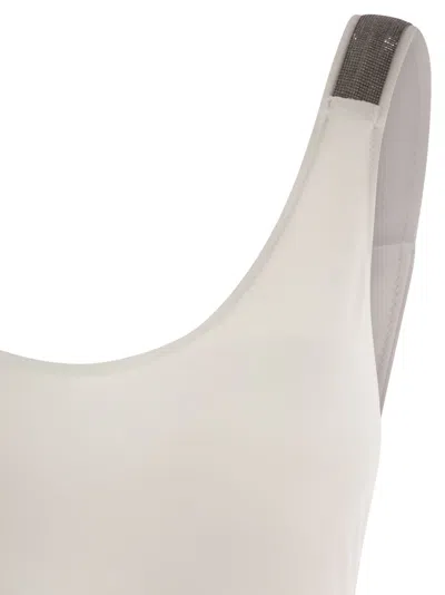 Brunello Cucinelli One-piece Swimming Costume In Techno Jersey With Necklace