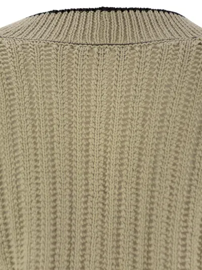 Brunello Cucinelli Perforated Rib Cotton Knit Cardigan With Jewellery