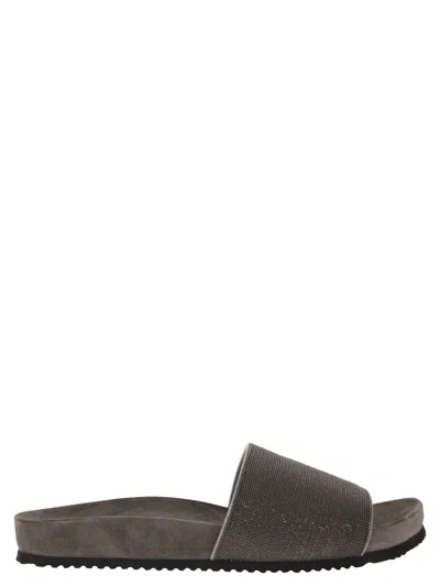 Brunello Cucinelli Precious Suede Slides