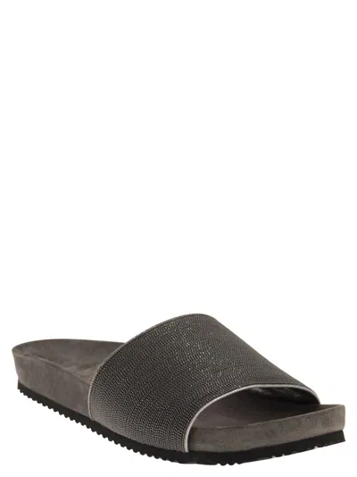 Brunello Cucinelli Precious Suede Slides