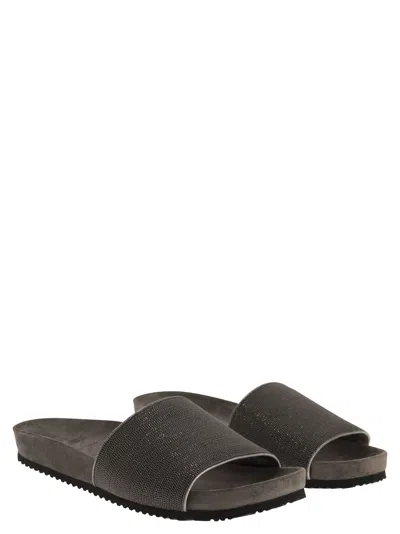 Brunello Cucinelli Precious Suede Slides