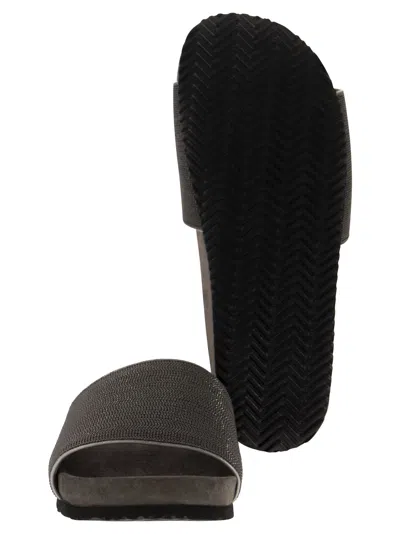 Brunello Cucinelli Precious Suede Slides