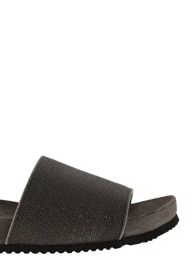 Brunello Cucinelli Precious Suede Slides