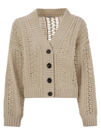 Brunello Cucinelli Women's Ribbed Cotton Net Cardigan