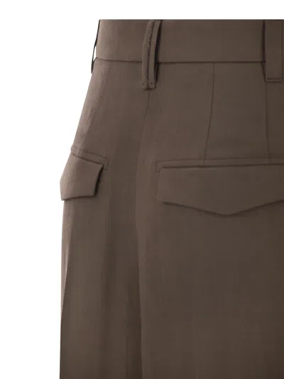 Brunello Cucinelli Women Sartorial Wide Trousers In Fluid Viscose And Linen Twill