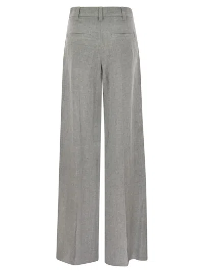 Brunello Cucinelli Women Sartorial Wide Trousers In Sparkling Linen Canvas