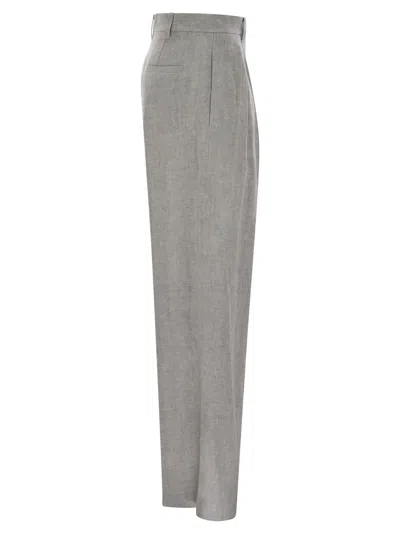 Brunello Cucinelli Women Sartorial Wide Trousers In Sparkling Linen Canvas
