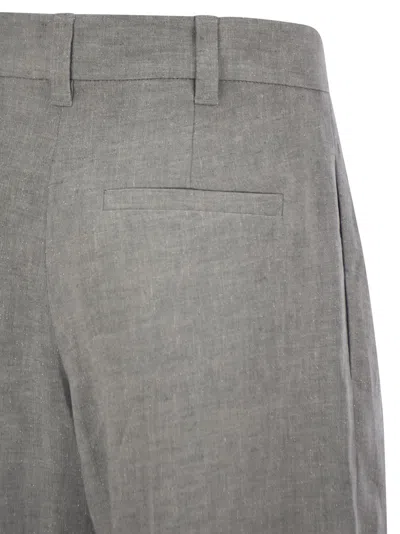Brunello Cucinelli Women Sartorial Wide Trousers In Sparkling Linen Canvas