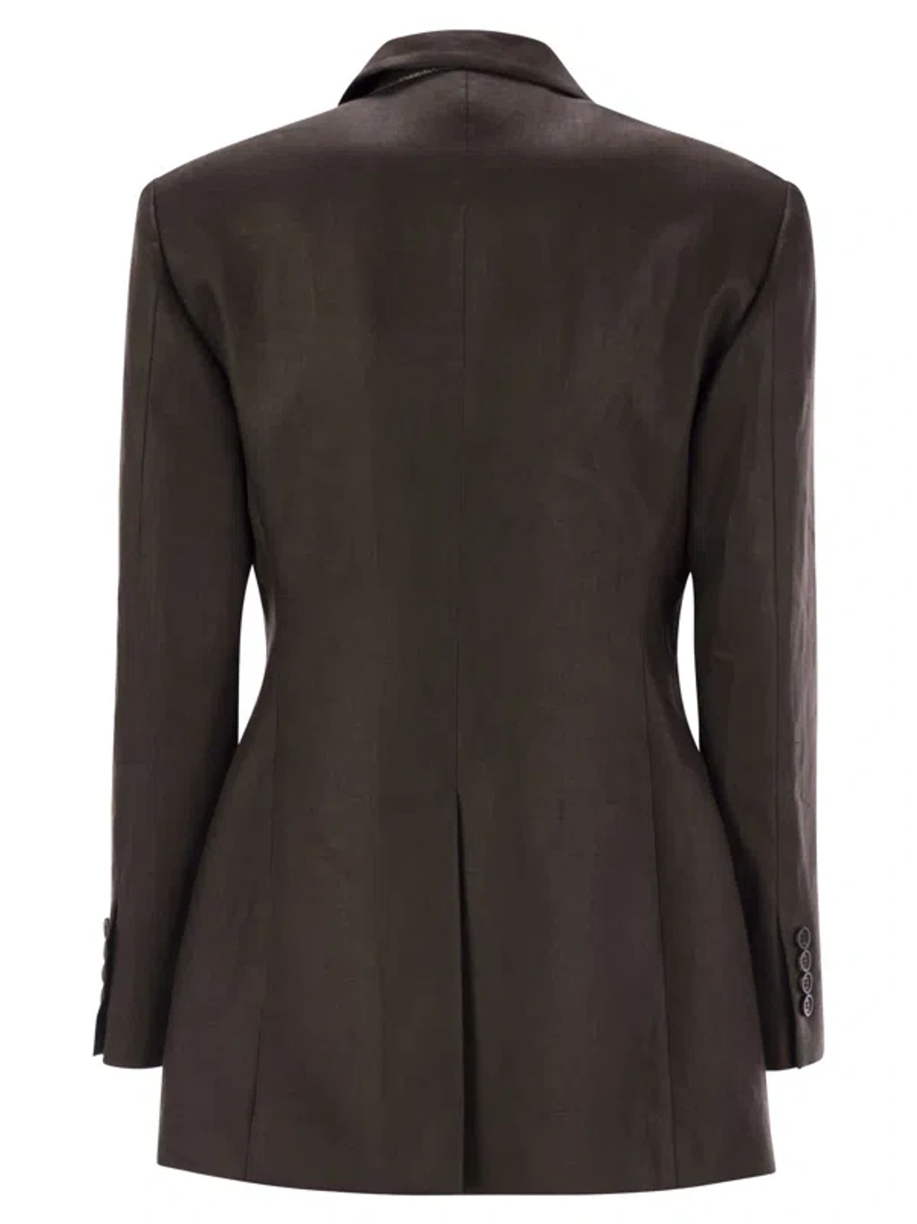 Brunello Cucinelli Brown Shiny Linen Twill Monili Blazer