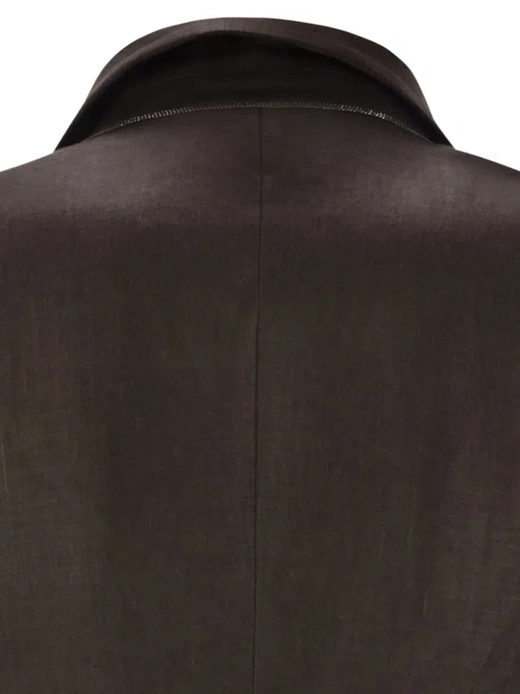 Brunello Cucinelli Brown Shiny Linen Twill Monili Blazer