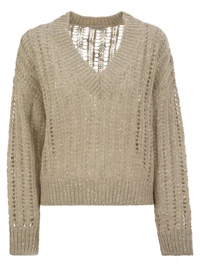 Brunello Cucinelli Women Silk And Linen V-neck Sweater