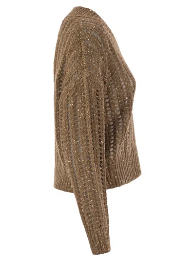 Brunello Cucinelli Women Silk And Linen V-neck Sweater