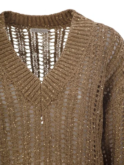Brunello Cucinelli Women Silk And Linen V-neck Sweater