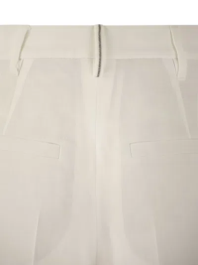 Brunello Cucinelli Women Slouchy Trousers In Viscose And Linen Fluid Twill With Moniline In White
