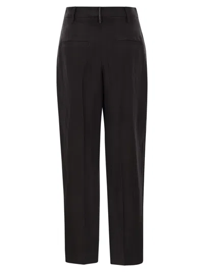 Brunello Cucinelli Slouchy Trousers In Viscose And Linen Fluid Twill With Moniline