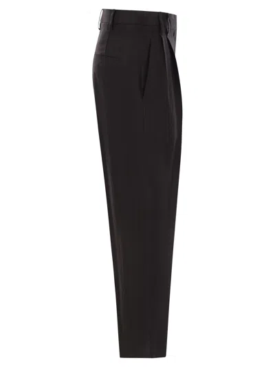 Brunello Cucinelli Slouchy Trousers In Viscose And Linen Fluid Twill With Moniline