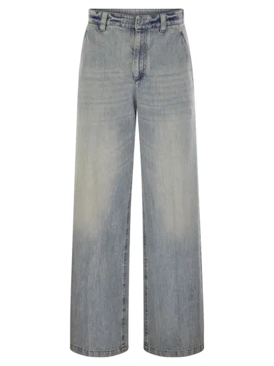 Brunello Cucinelli Women Soft Denim Low-slung Trousers With Adjustable Waistband And Monile