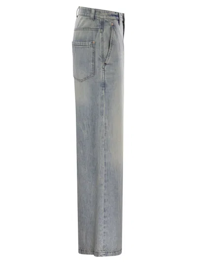 Brunello Cucinelli Women Soft Denim Low-slung Trousers With Adjustable Waistband And Monile