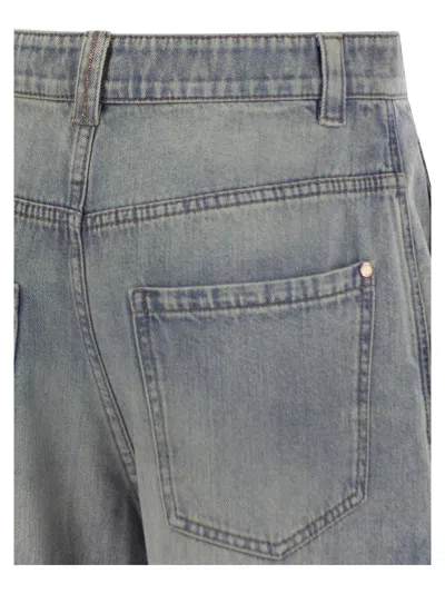 Brunello Cucinelli Women Soft Denim Low-slung Trousers With Adjustable Waistband And Monile