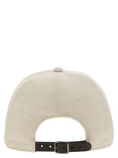 Brunello Cucinelli Women Sparkling Linen Canvas Baseball Cap With Embroidered Logo