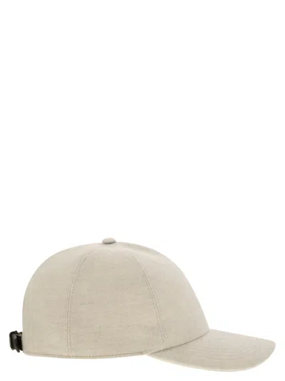 Brunello Cucinelli Women Sparkling Linen Canvas Baseball Cap With Embroidered Logo